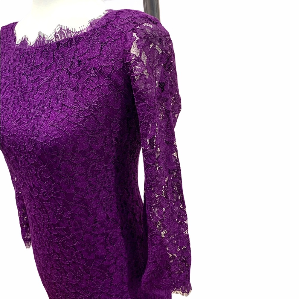 DVF Zarita lace shift dress in purple - like new - Picture 7 of 11